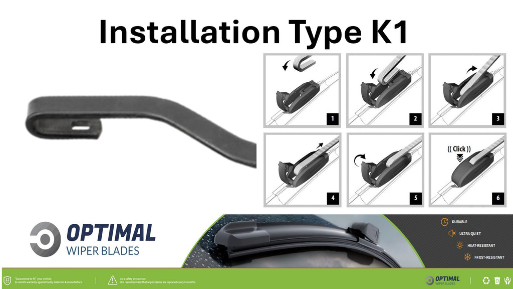 23" & 16" Front Aero-Blade Wiper Set Fitment Type  K1