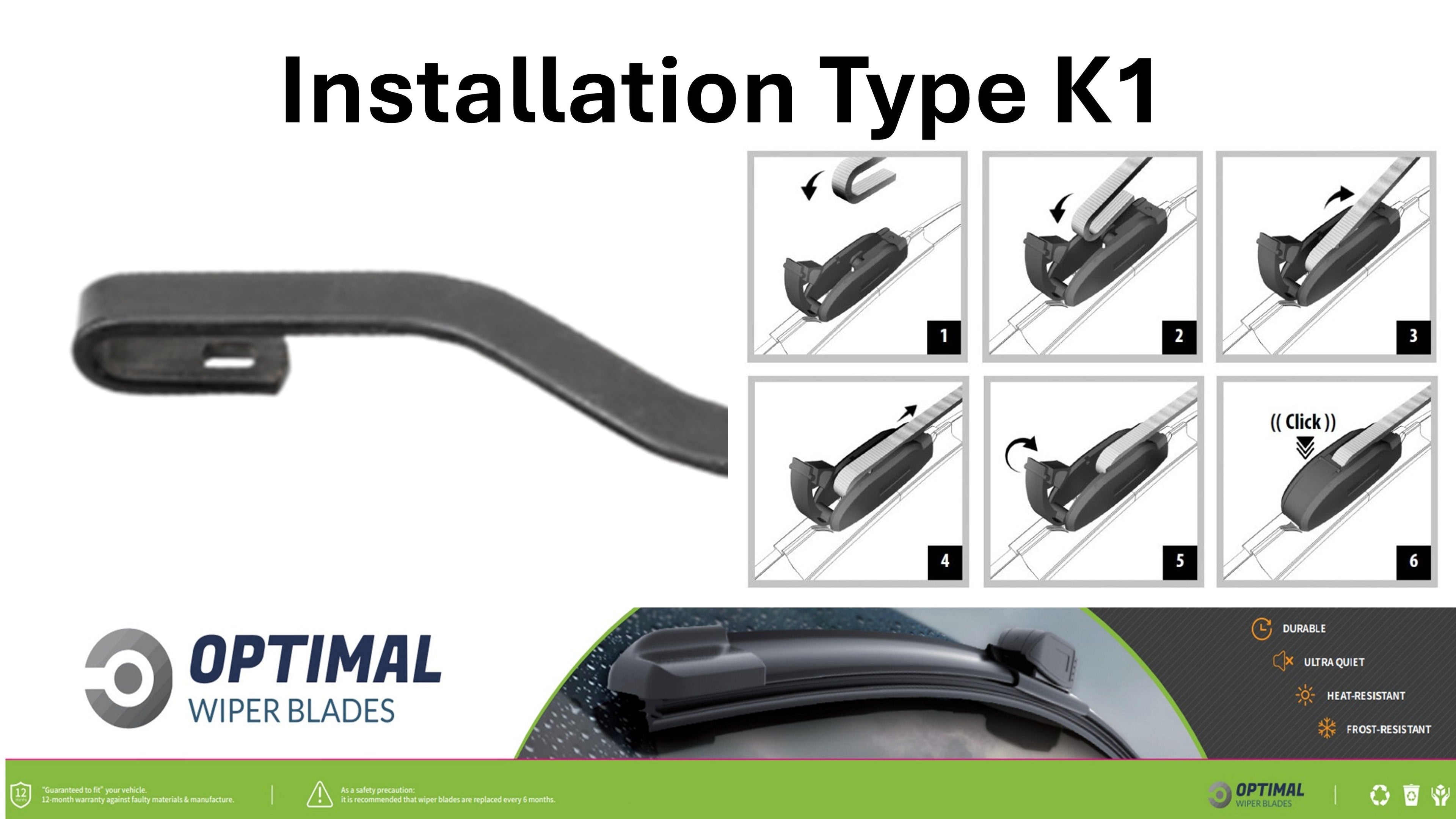 16" & 16" Front Aero-Blade Wiper Set Fitment Type  K1