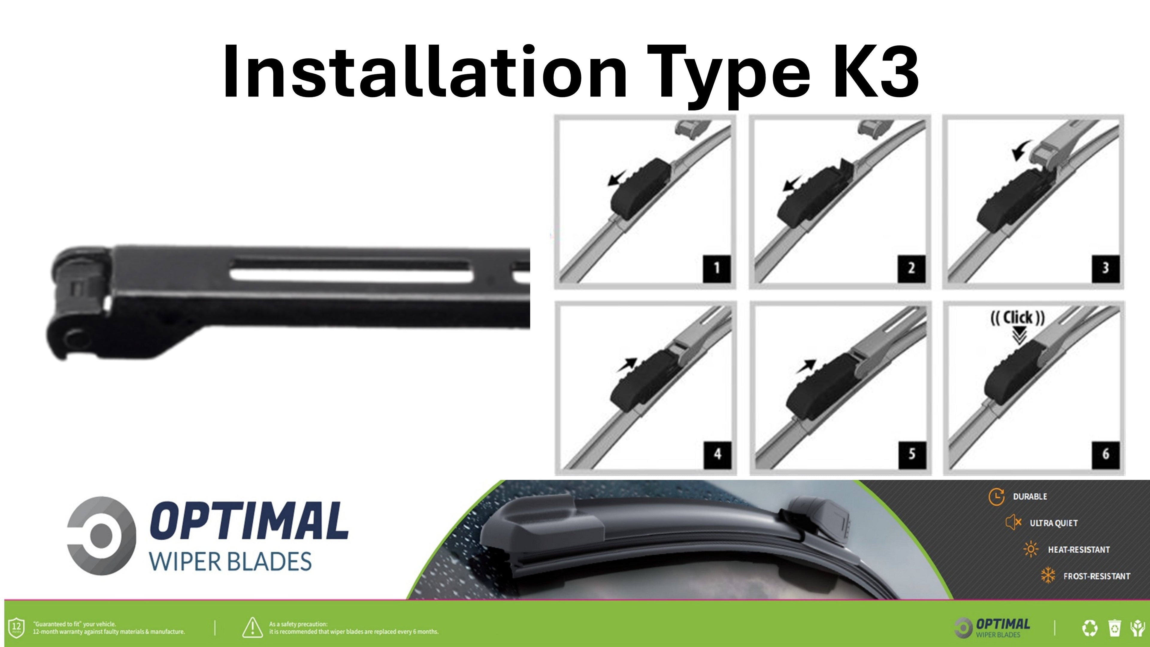 21" & 23" Front Aero-Blade Wiper Set Fitment Type  K3