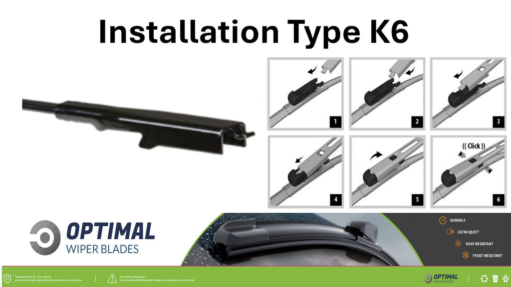 19" & 20" Front Aero-Blade Wiper Set Fitment Type  K6