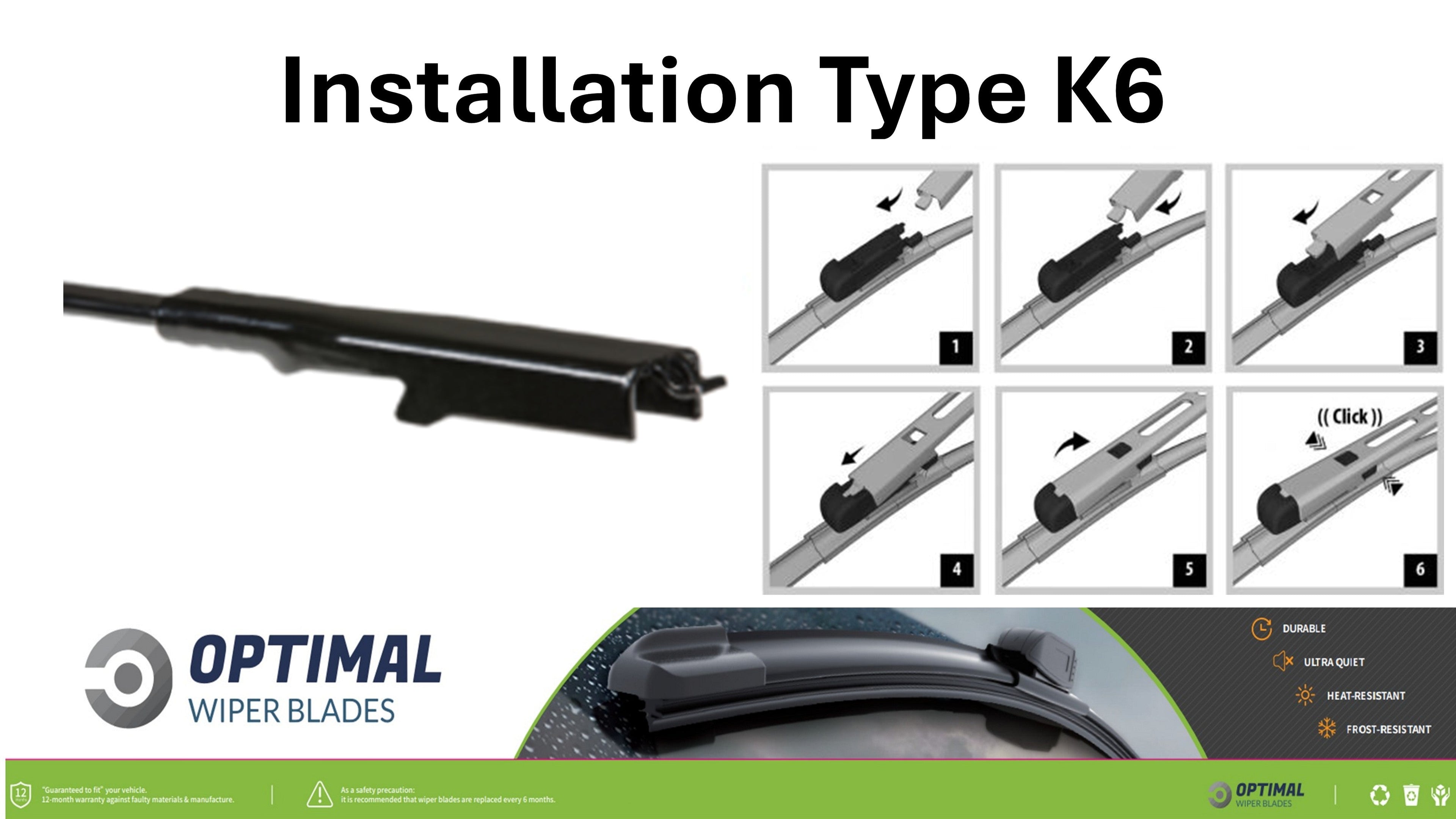 19" & 20" Front Aero-Blade Wiper Set Fitment Type  K6