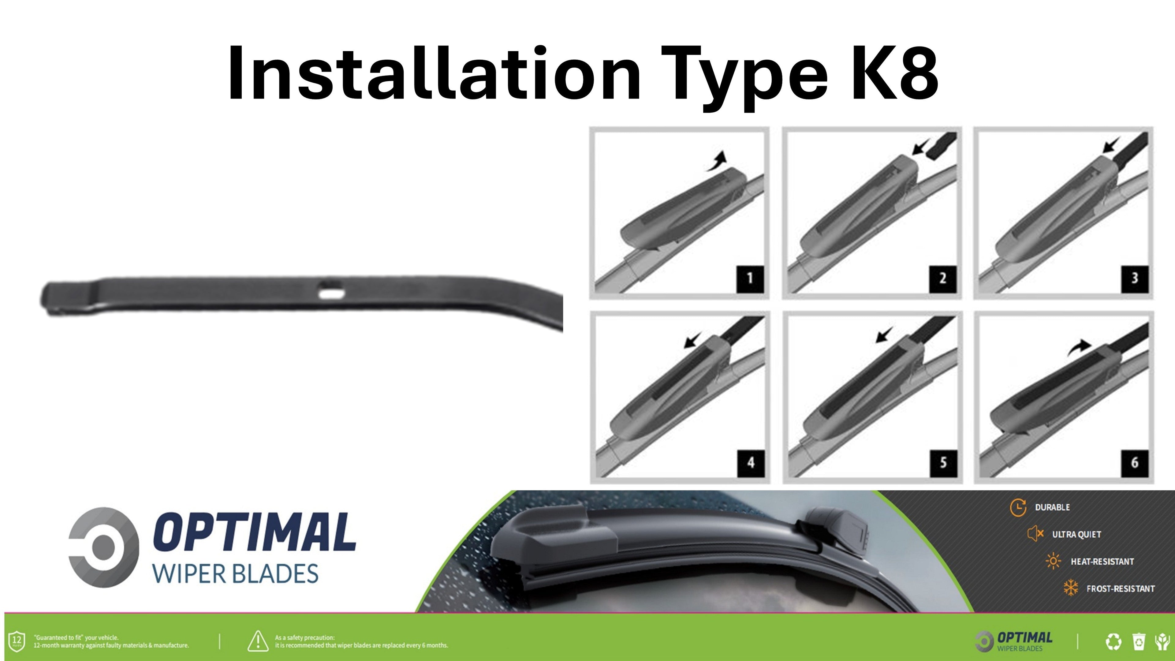18" & 19" Front Aero-Blade Wiper Set Fitment Type  K8