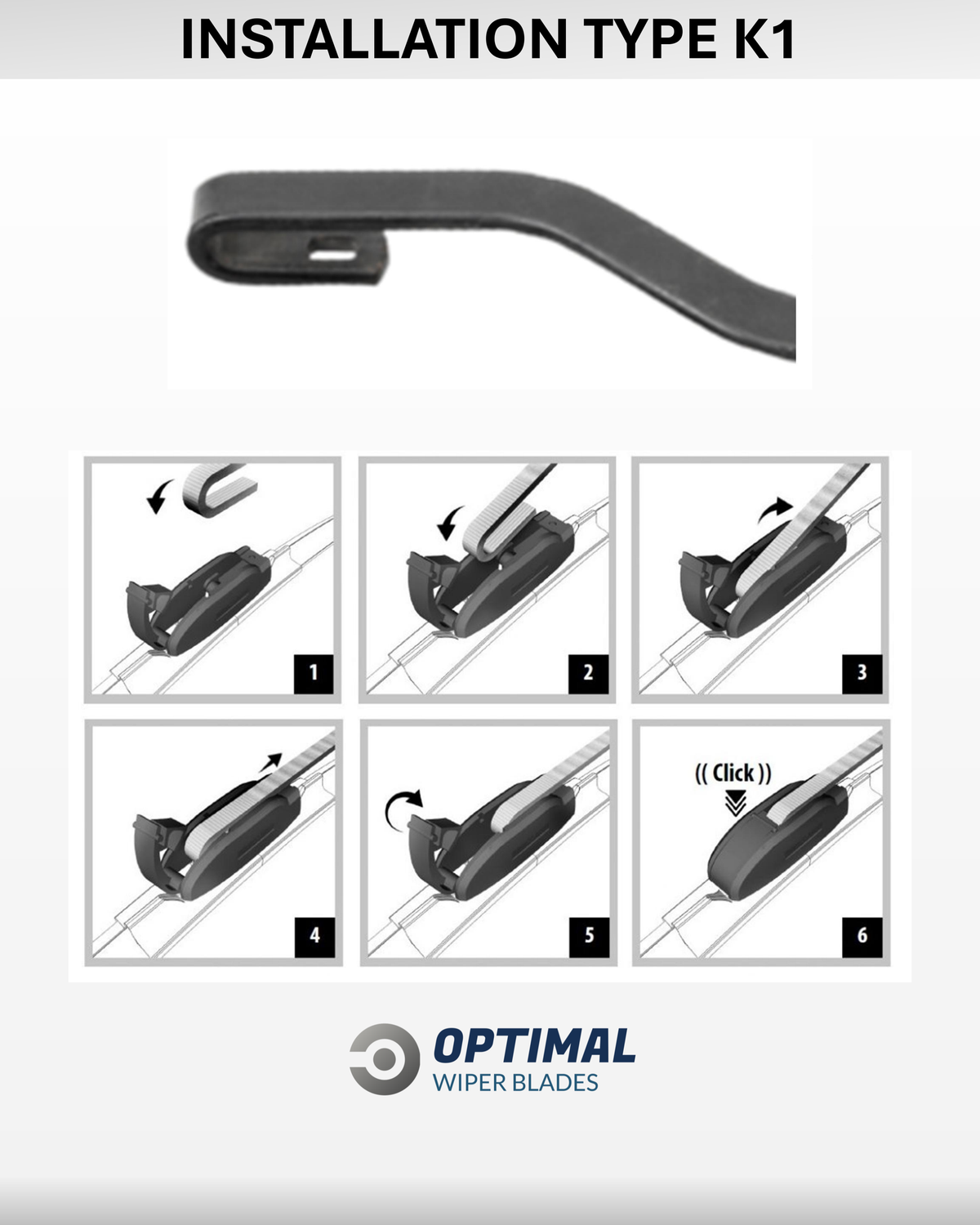 K1 U Hook front wiper adaptor